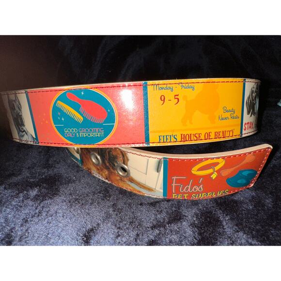 VINTAGE CUTEST UNWORN DOG THEMED BELT GROOMER POP ART DOG LOVERS UNISEX - Picture 4 of 11